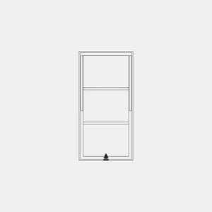 Awning window with ring pull and horizontal grid lines CAD Drawing