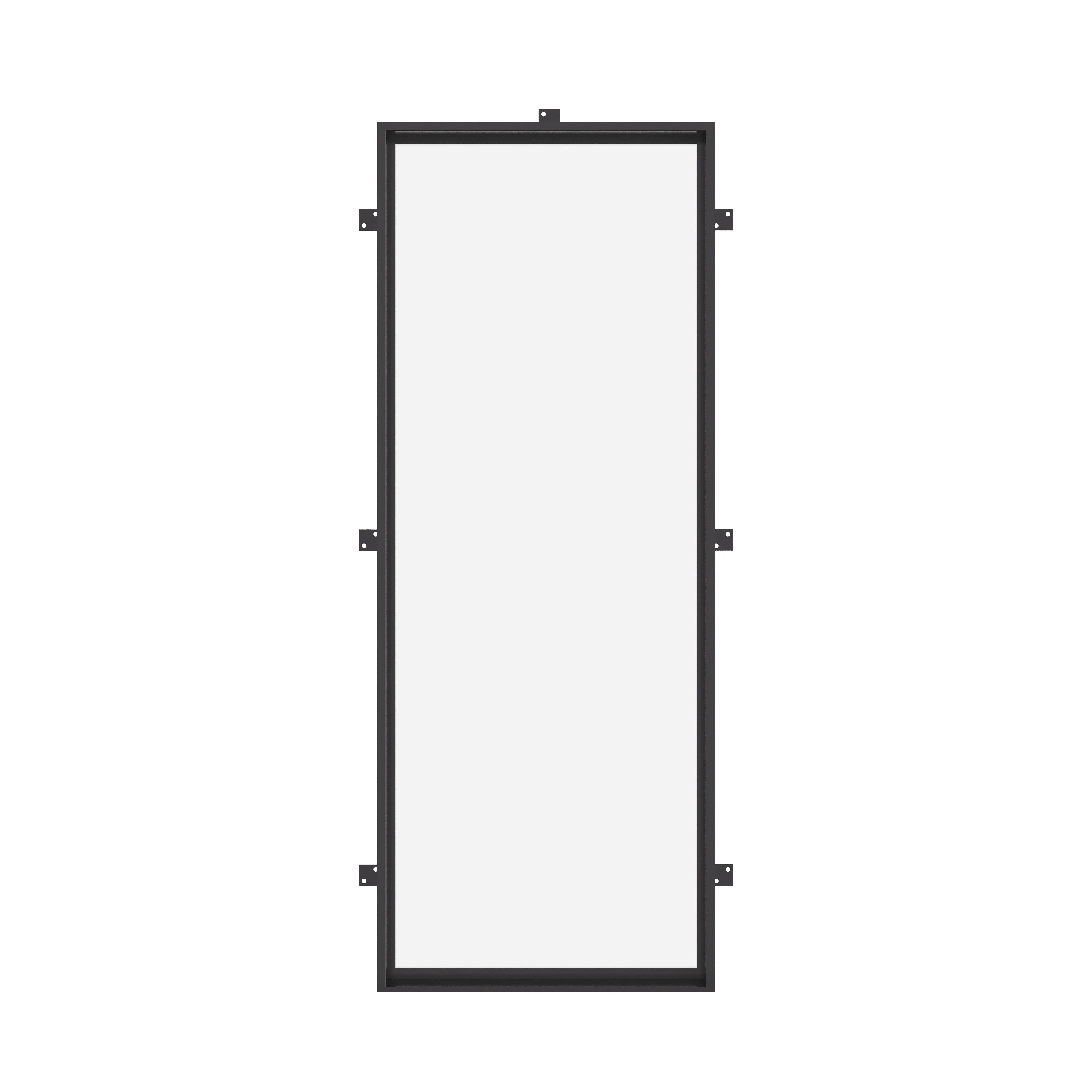 Fixed steel side window with NFRC-rated dual-pane low-E glass.