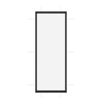 Clear glass exterior steel bolt-through sidelight on white background with bolt-holes indicated