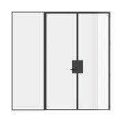 Pre-hung double flat steel door with left sidelight, built from solid hot-rolled steel with slim sightlines.