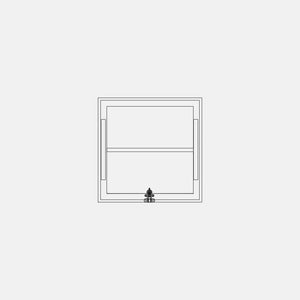 Square awning window with pull ring and single mullion