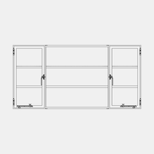 Load image into Gallery viewer, Two casement windows with a middle fixed panel CAD Drawing