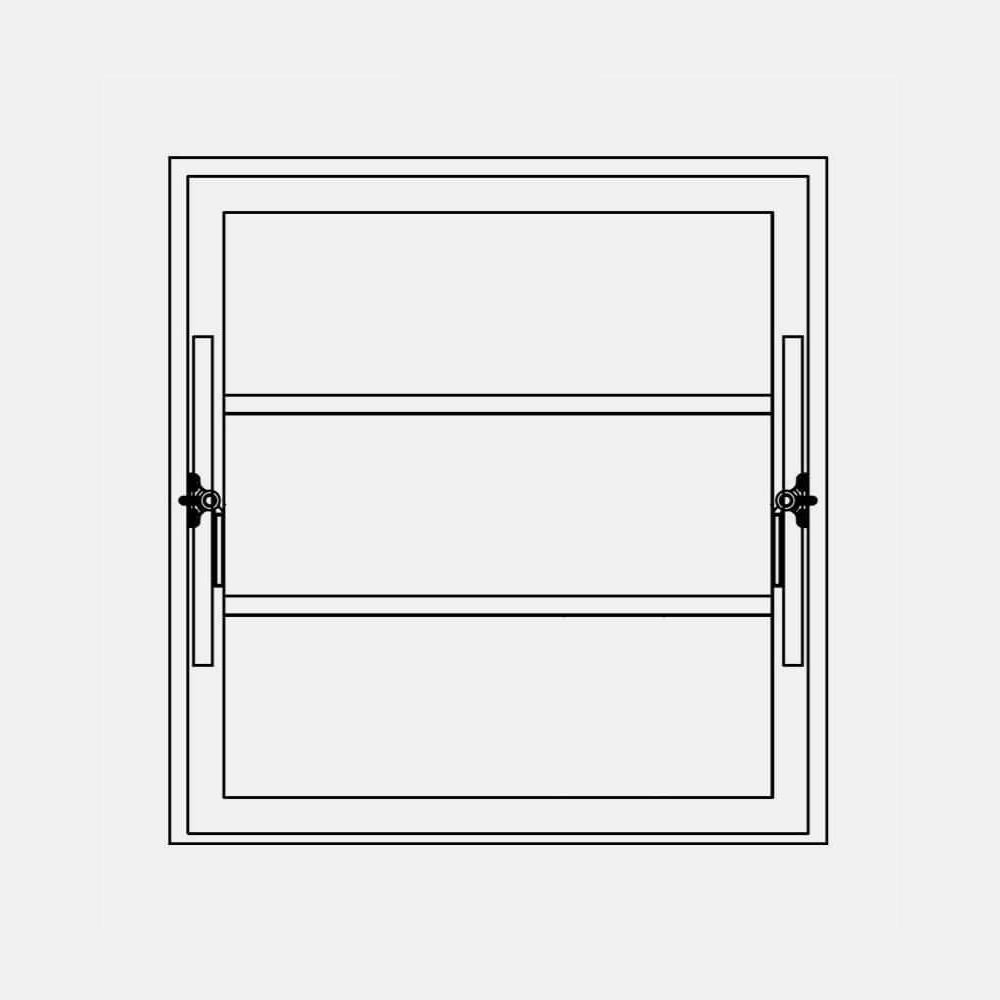 Square push out window with 2 horizontal gridlines