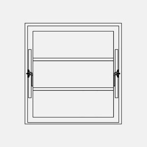 Square push out window with 2 horizontal gridlines