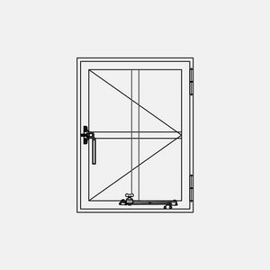 Single Casement window with one horizontal and one vertical gridline