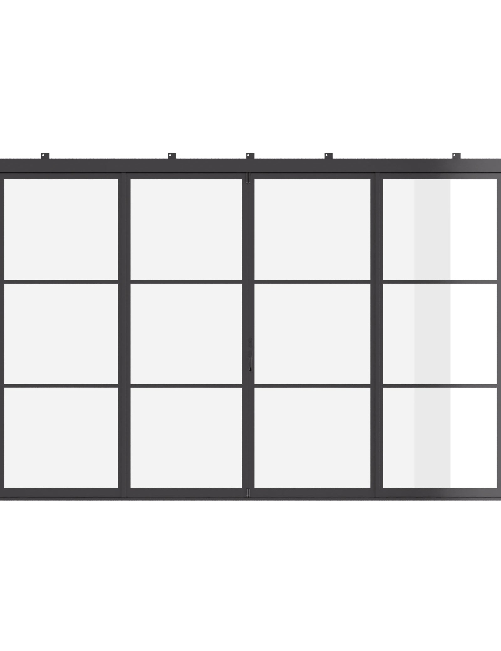 Air 4 architectural steel center split bi-fold door with thermal break and dual pane tempered glass