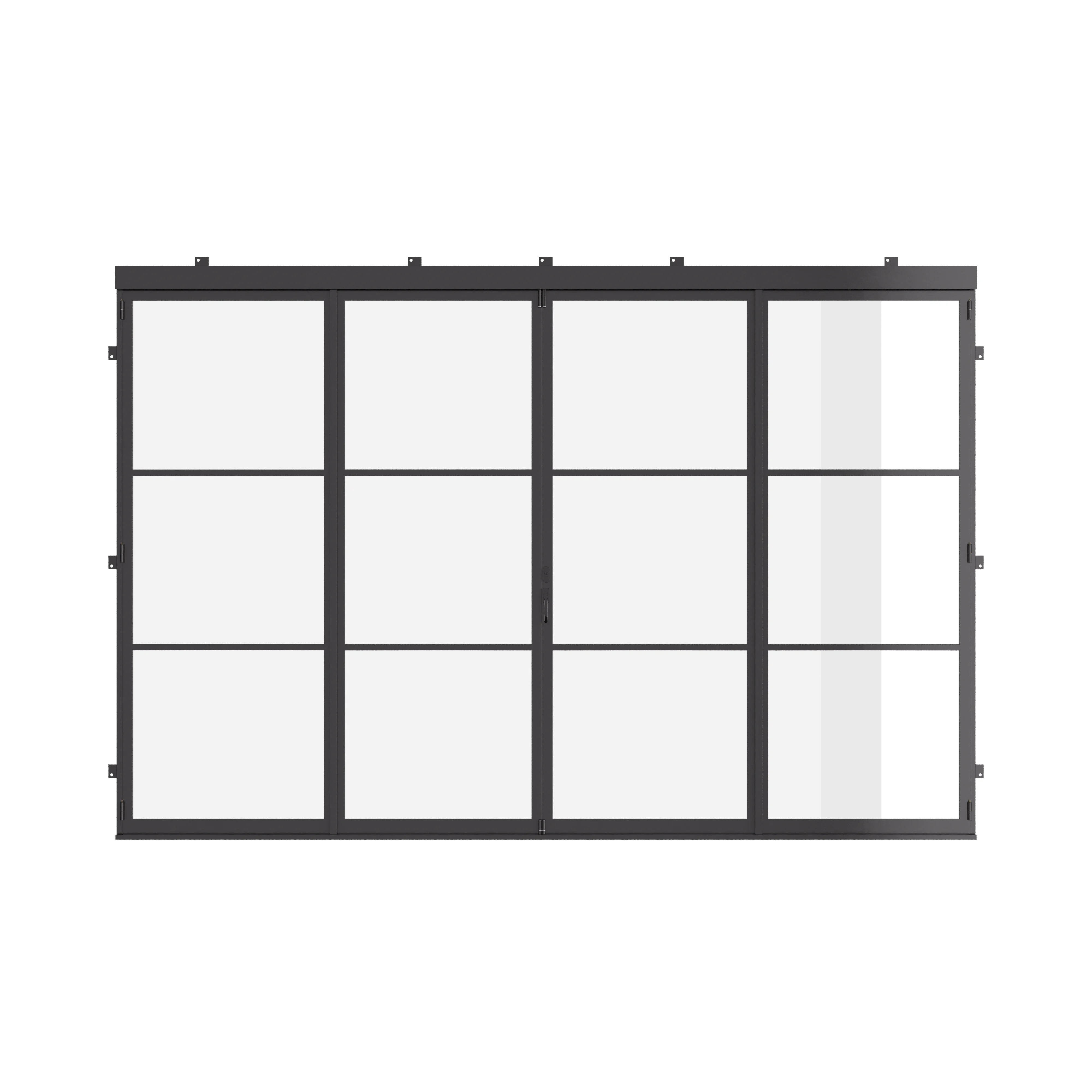 modern center split bi fold steel door with dual pane tempered glass