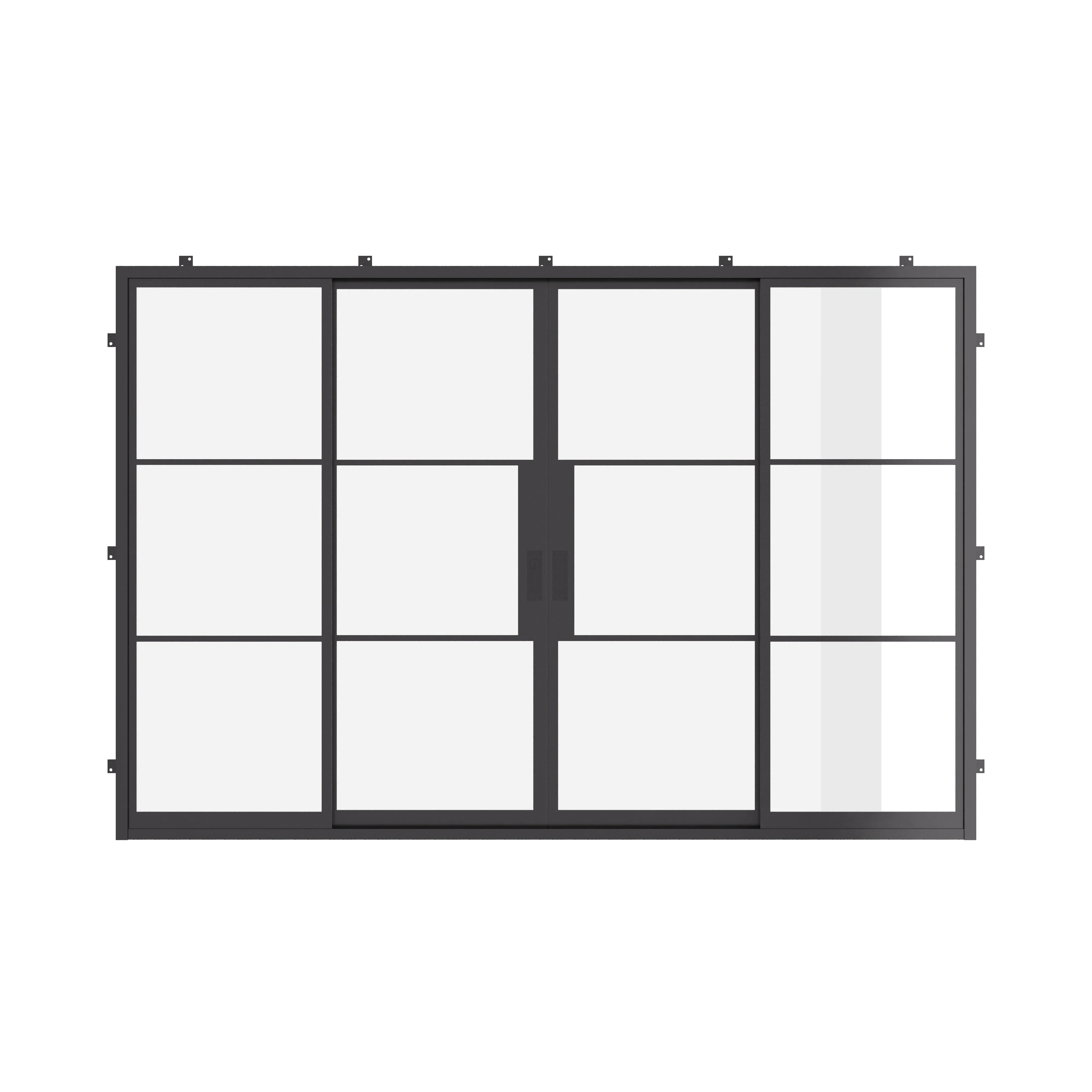 custom center split double steel sliding door