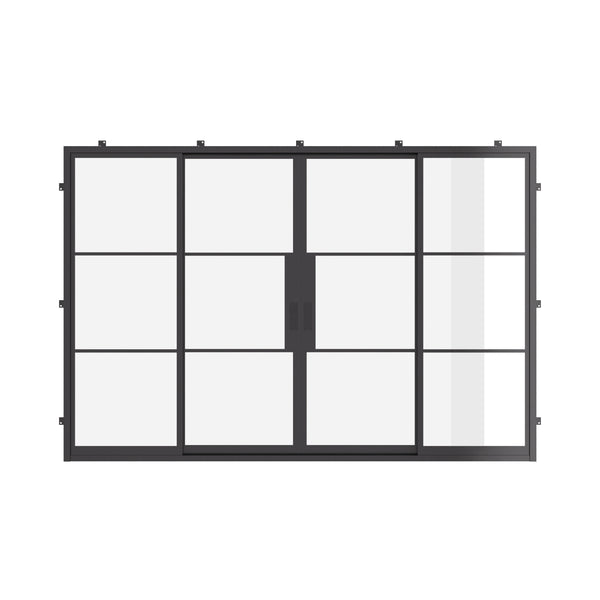 custom center split double steel sliding door