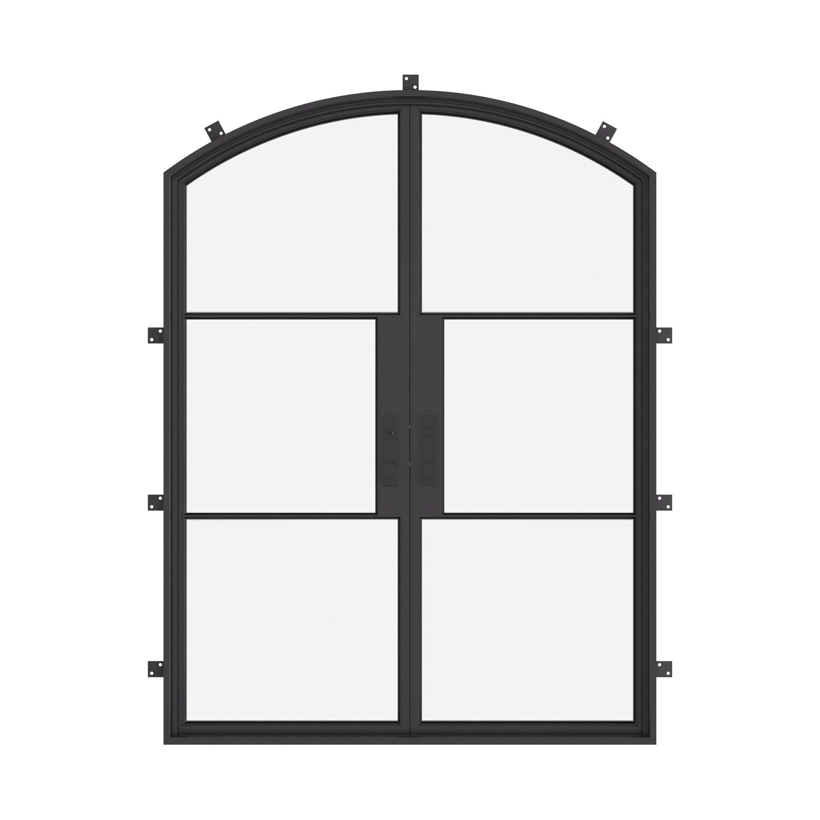 Air 4 double arch exterior steel doors with curved tops and slim frame