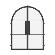Double full arch steel exterior door with thermal break design