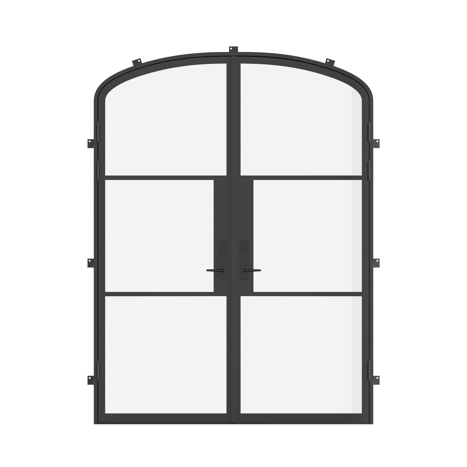 Air 4 double mini arch steel doors with slim black frames and tempered glass