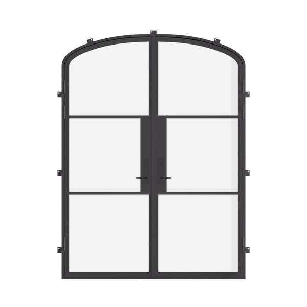 Air 4 double mini arch exterior steel doors with subtle curved tops