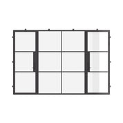 Air 4 architectural steel dual single doors with middle fixed panel, flat top and dual pane tempered glass