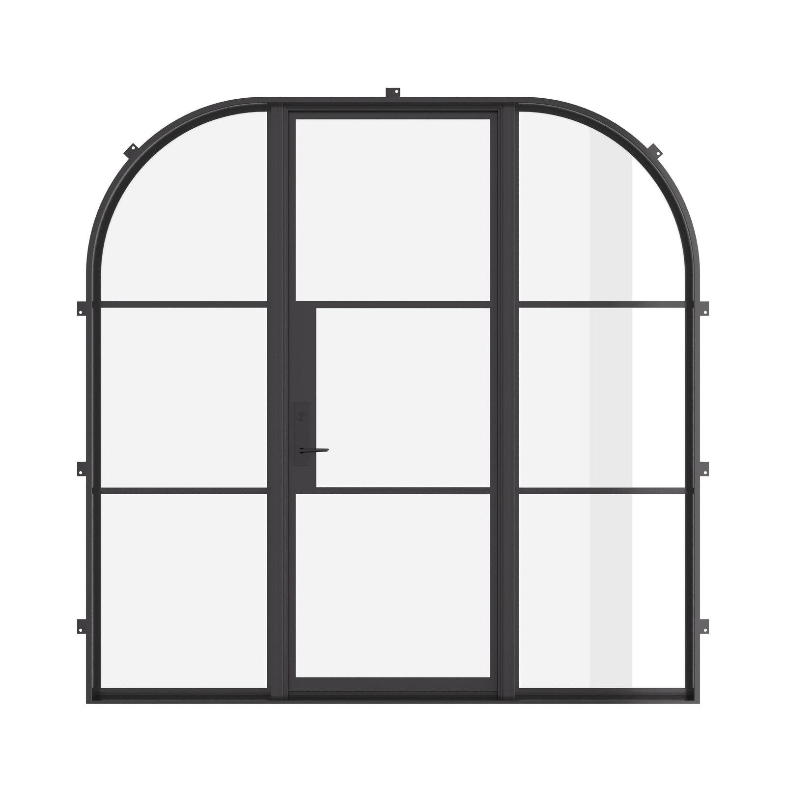 Air 4 Loop architectural steel single flat door with arched sidelights