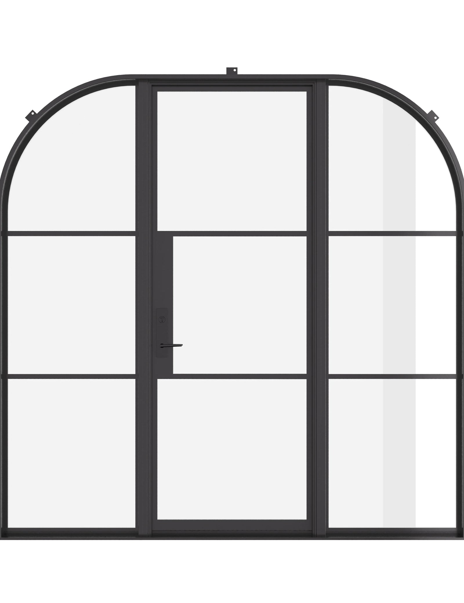 Air 4 Loop architectural steel single flat door with arched sidelights