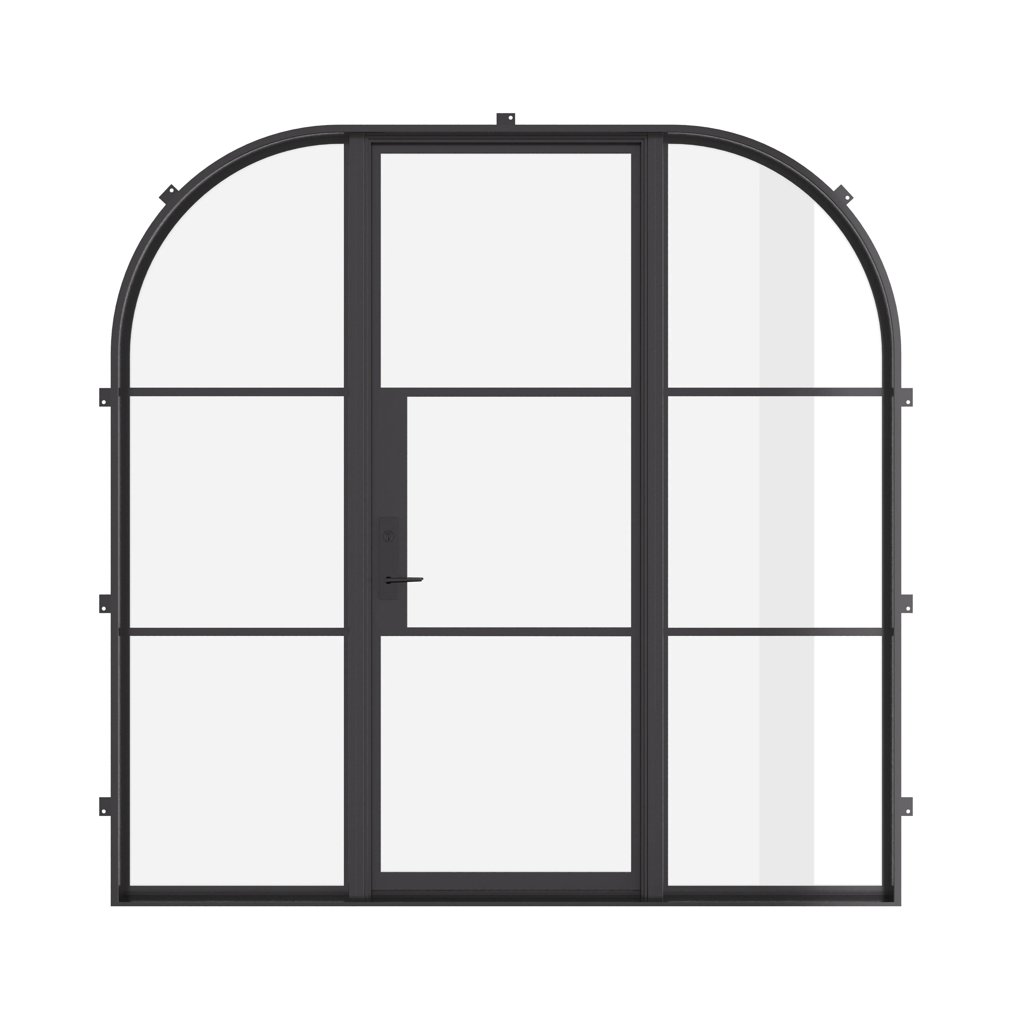 Air 4 Loop architectural steel single flat door with arched sidelights
