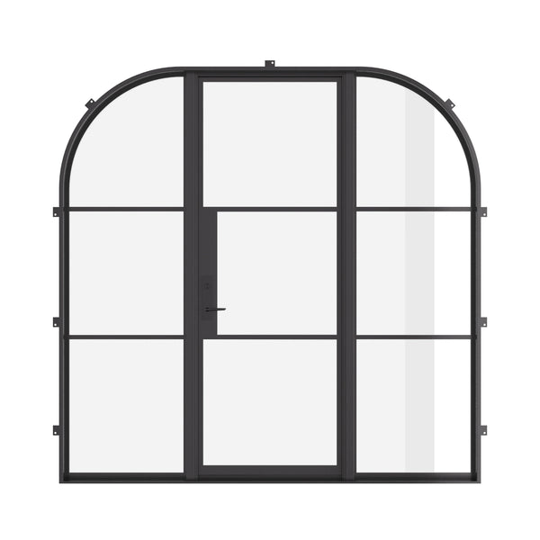 Air 4 Loop architectural steel single flat door with arched sidelights