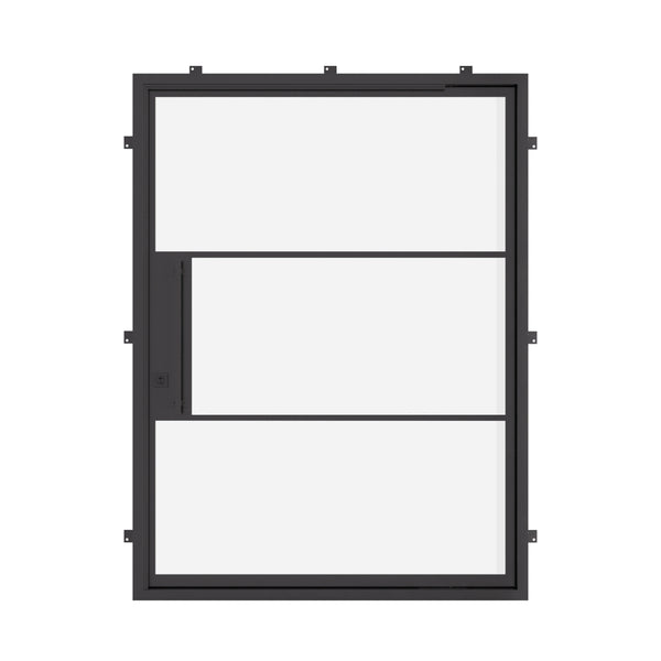 custom flat cold-rolled steel pivot entry door with dual pane glass