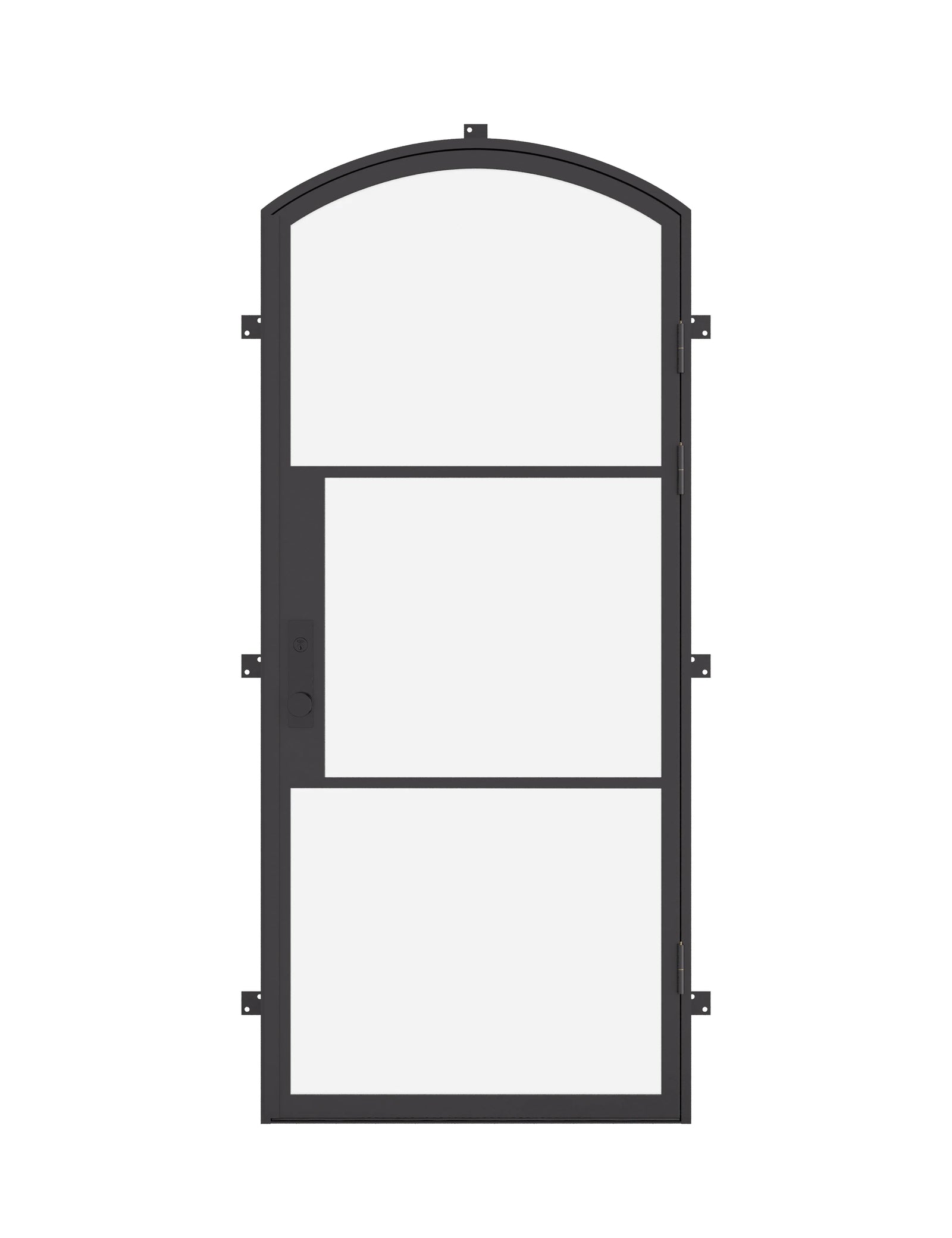 Single arch steel exterior door with thermal break insulation