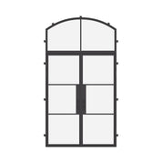 Double flat steel exterior door with arch transom and thermal break frame