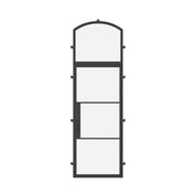 Air 4 single flat exterior steel door with arched transom window and sleek profile