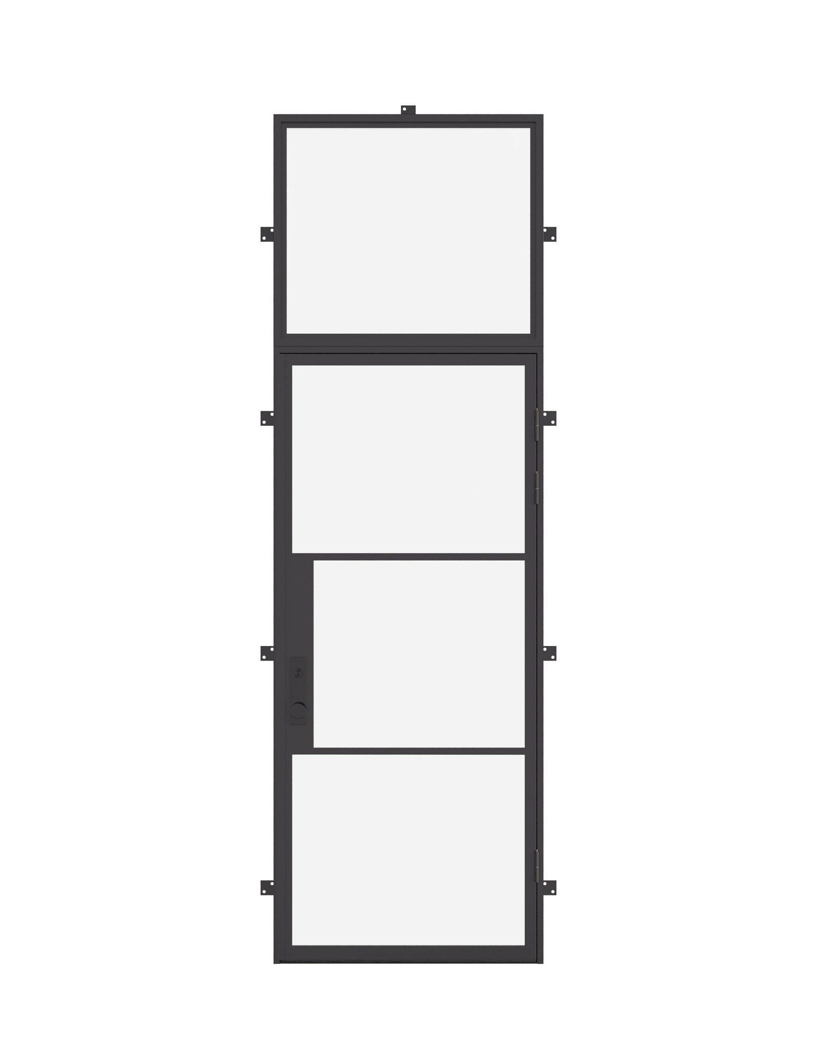 Air 4 single flat exterior steel door with flat top window and slim frame
