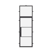 Single flat steel exterior door with flat transom window and thermal break