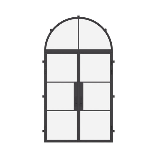 Air 4 with Thermal Break and Full Arch Top Window - Double Flat | Standard Sizes by Pinky’s Iron Doors — home doors, view 1