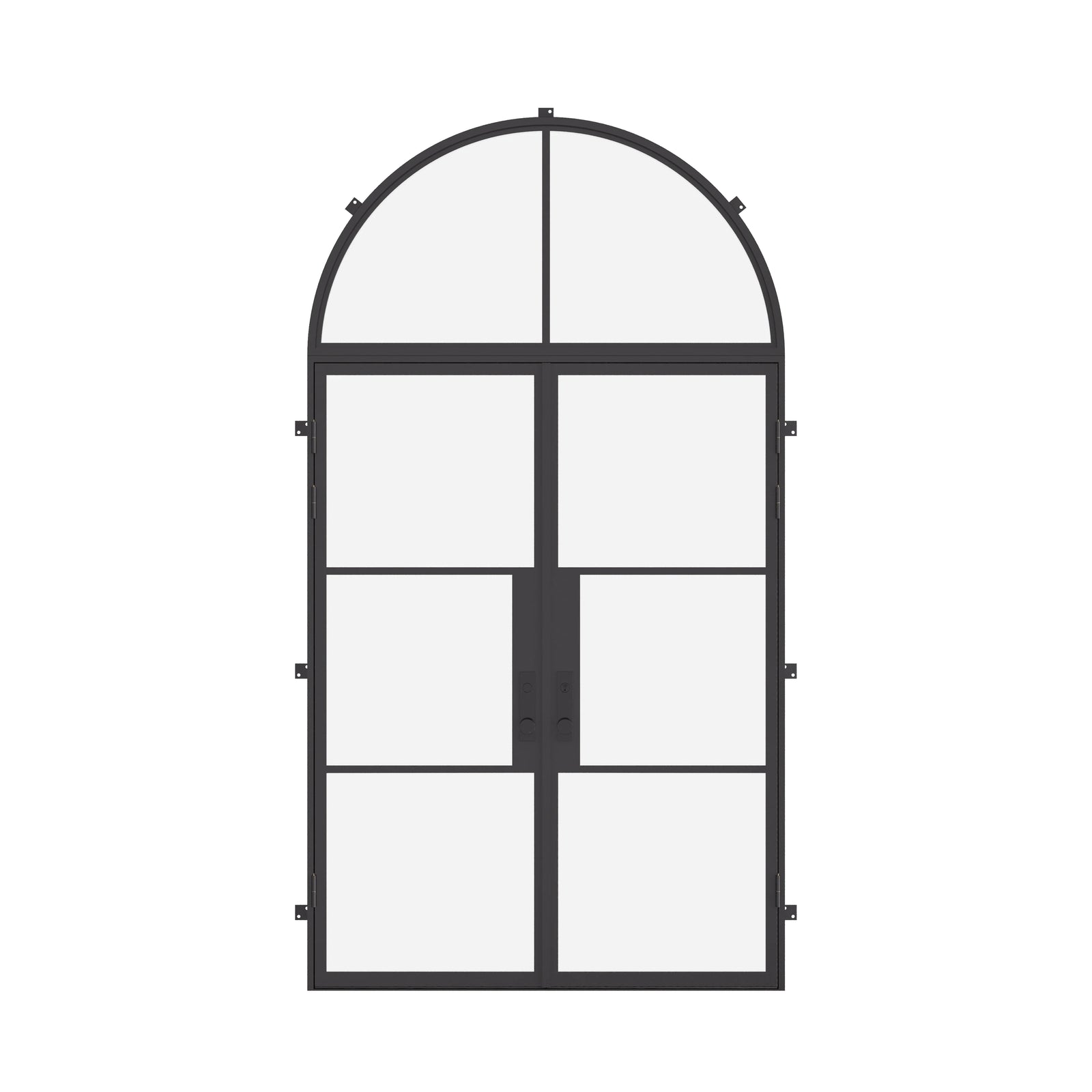 Air 4 double flat exterior doors with full arch transom window above