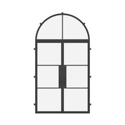 Air 4 double flat exterior doors with full arch transom window above