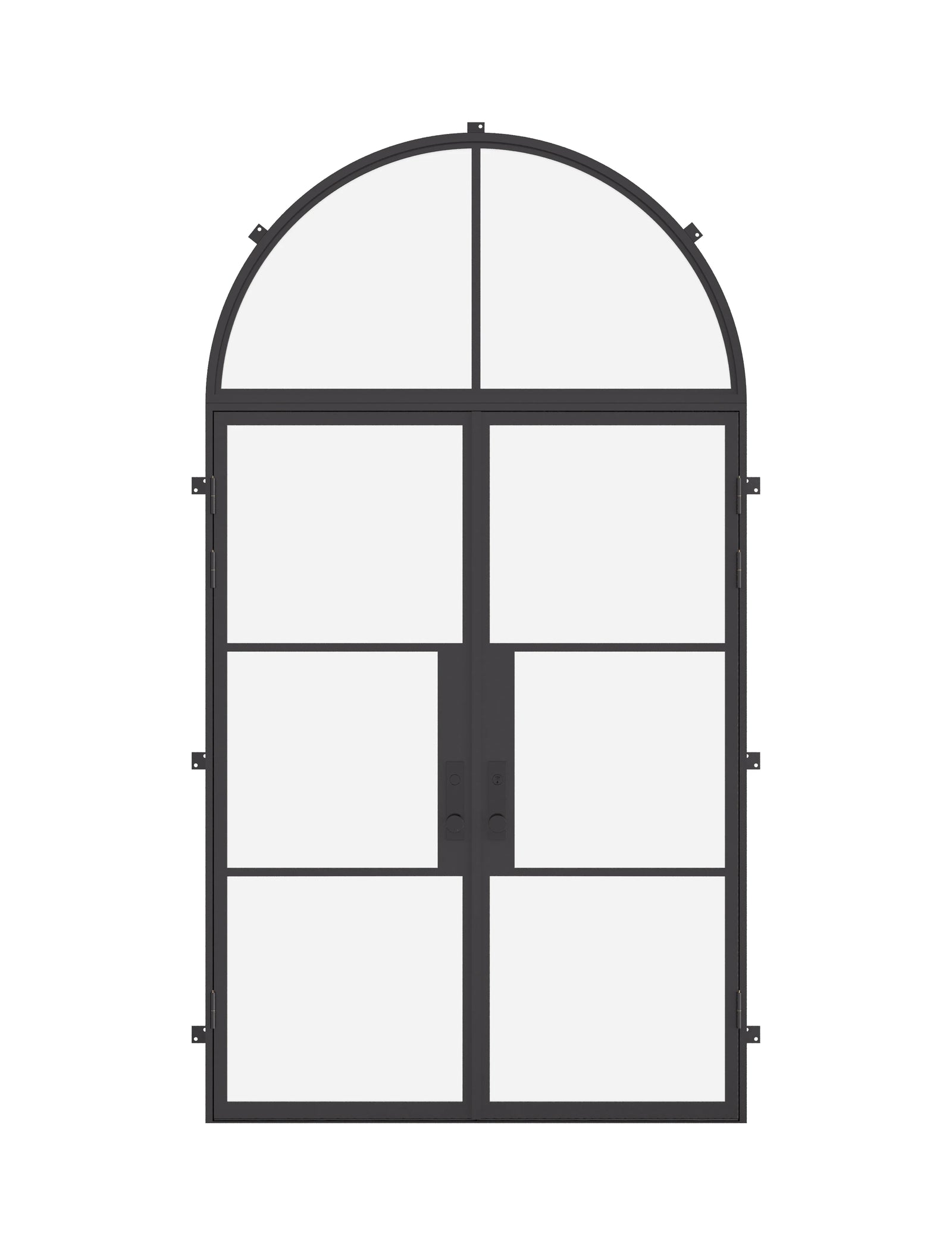 Air 4 double flat exterior doors with full arch transom window above