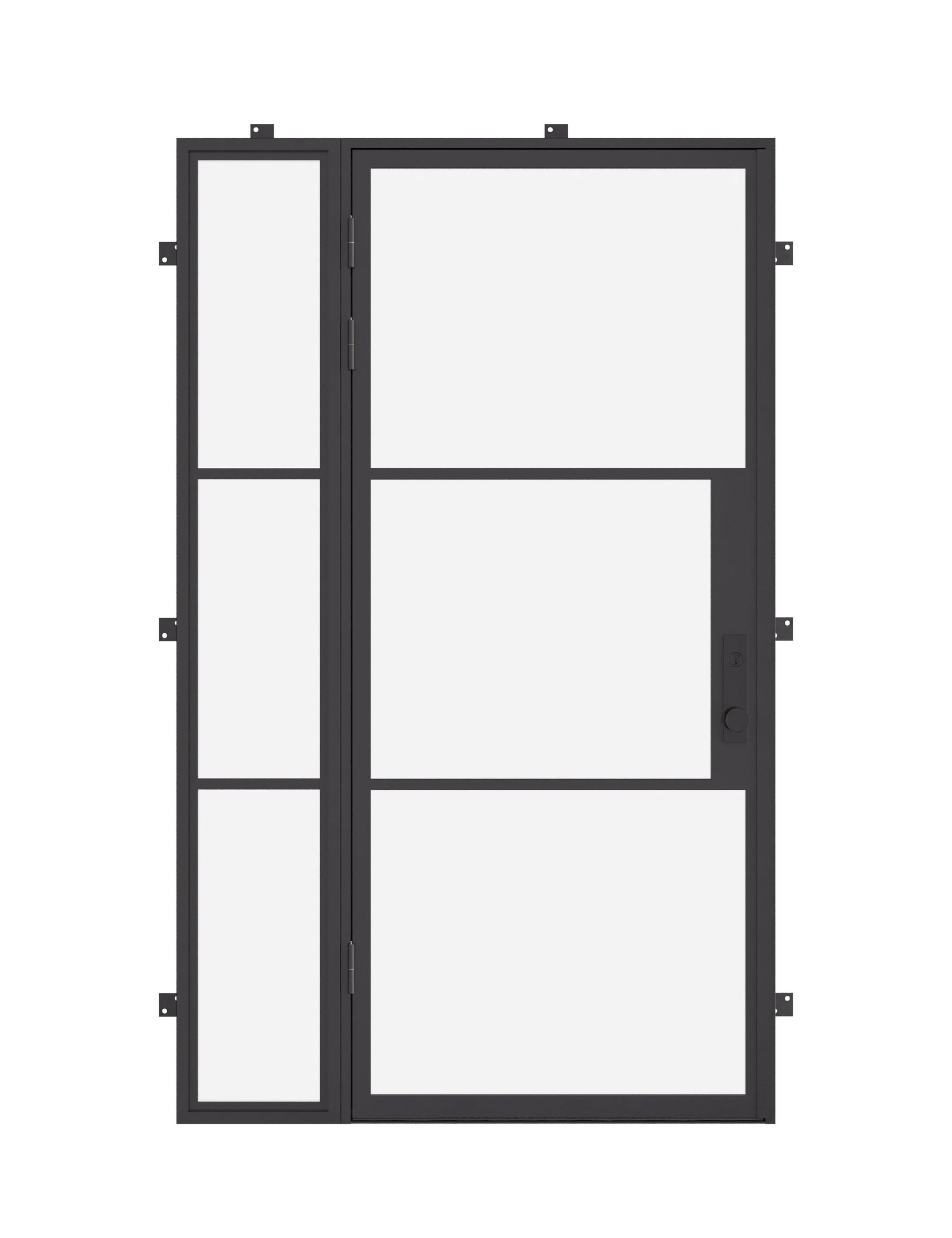 Air 4 single flat steel door with left sidelight, NFRC-Rated cold rolled galvanized frame