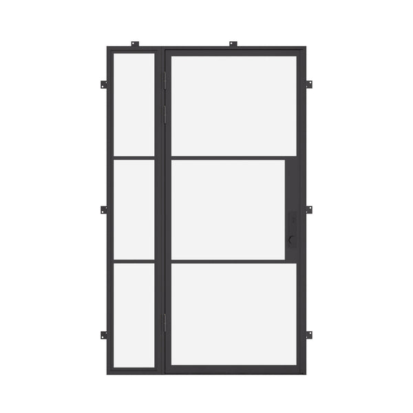 Air 4 single flat steel door with left sidelight, NFRC-Rated cold rolled galvanized frame