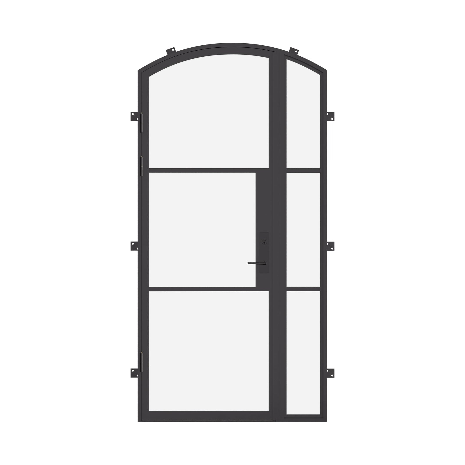 single arch steel door with right sidelight and thermally broken frame