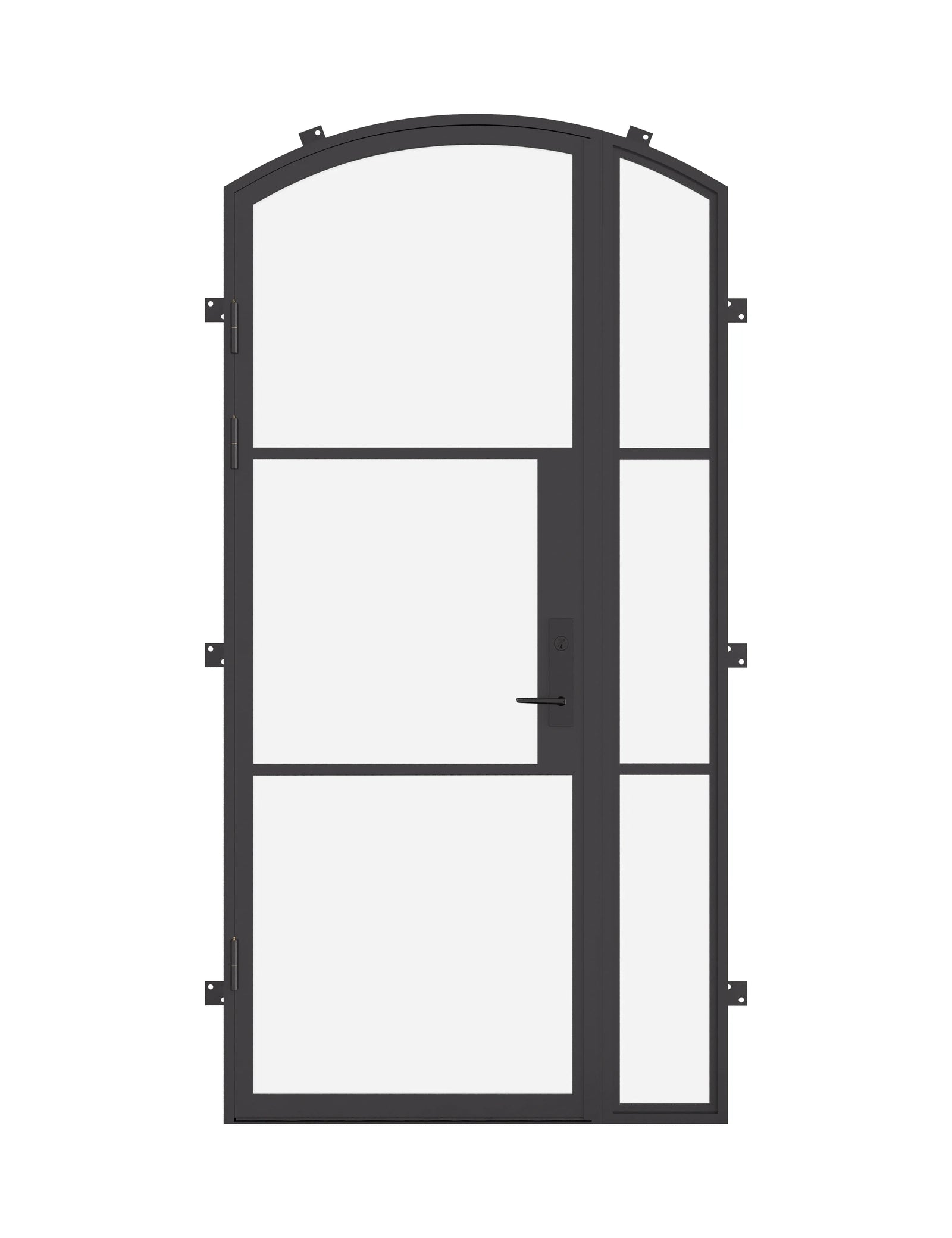 single arch steel door with right sidelight and thermally broken frame