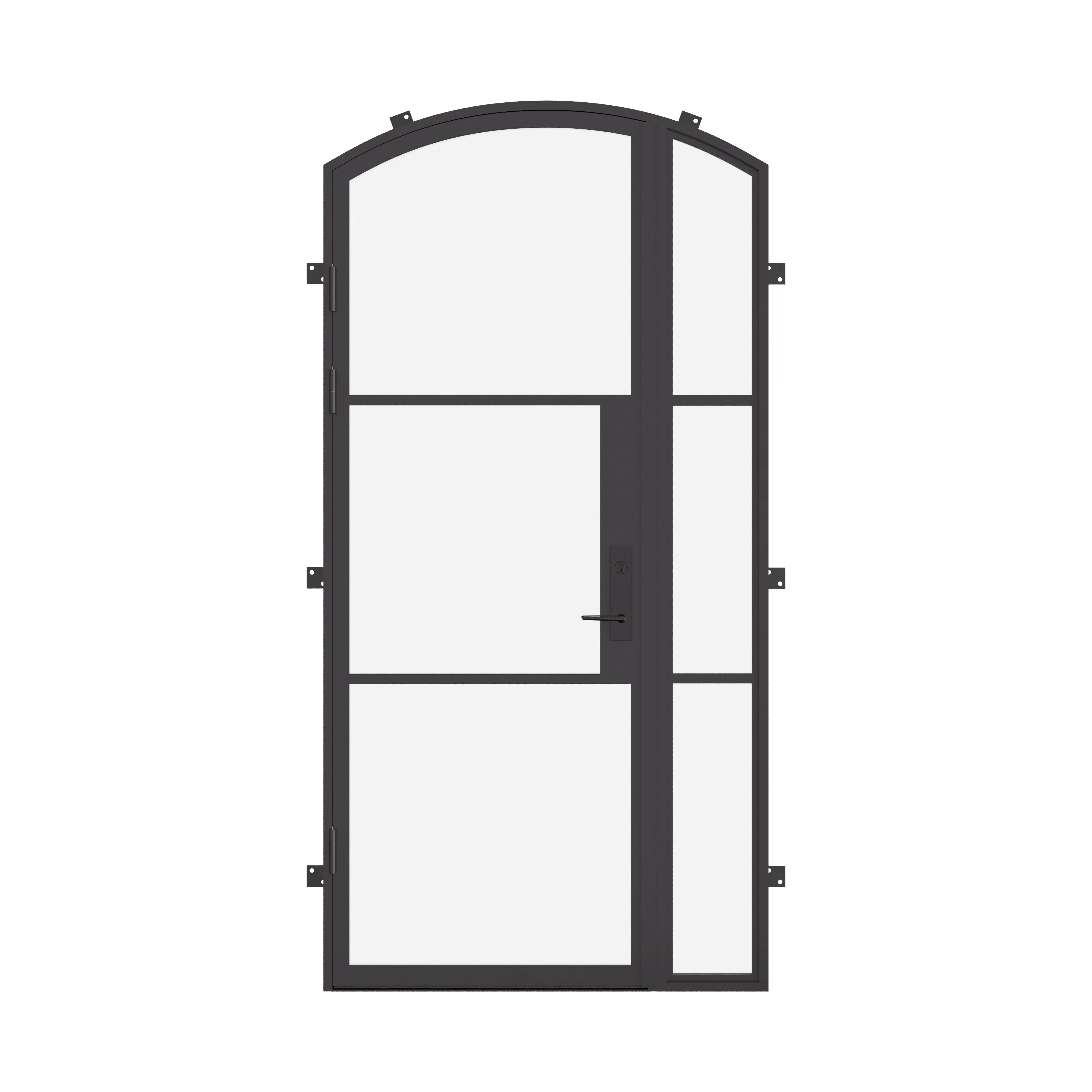 single arch steel door with right sidelight and thermally broken frame