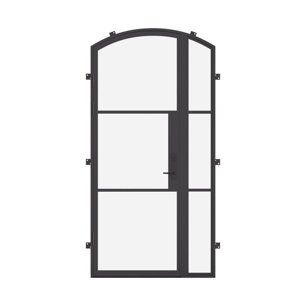 single arch steel door with right sidelight and thermally broken frame