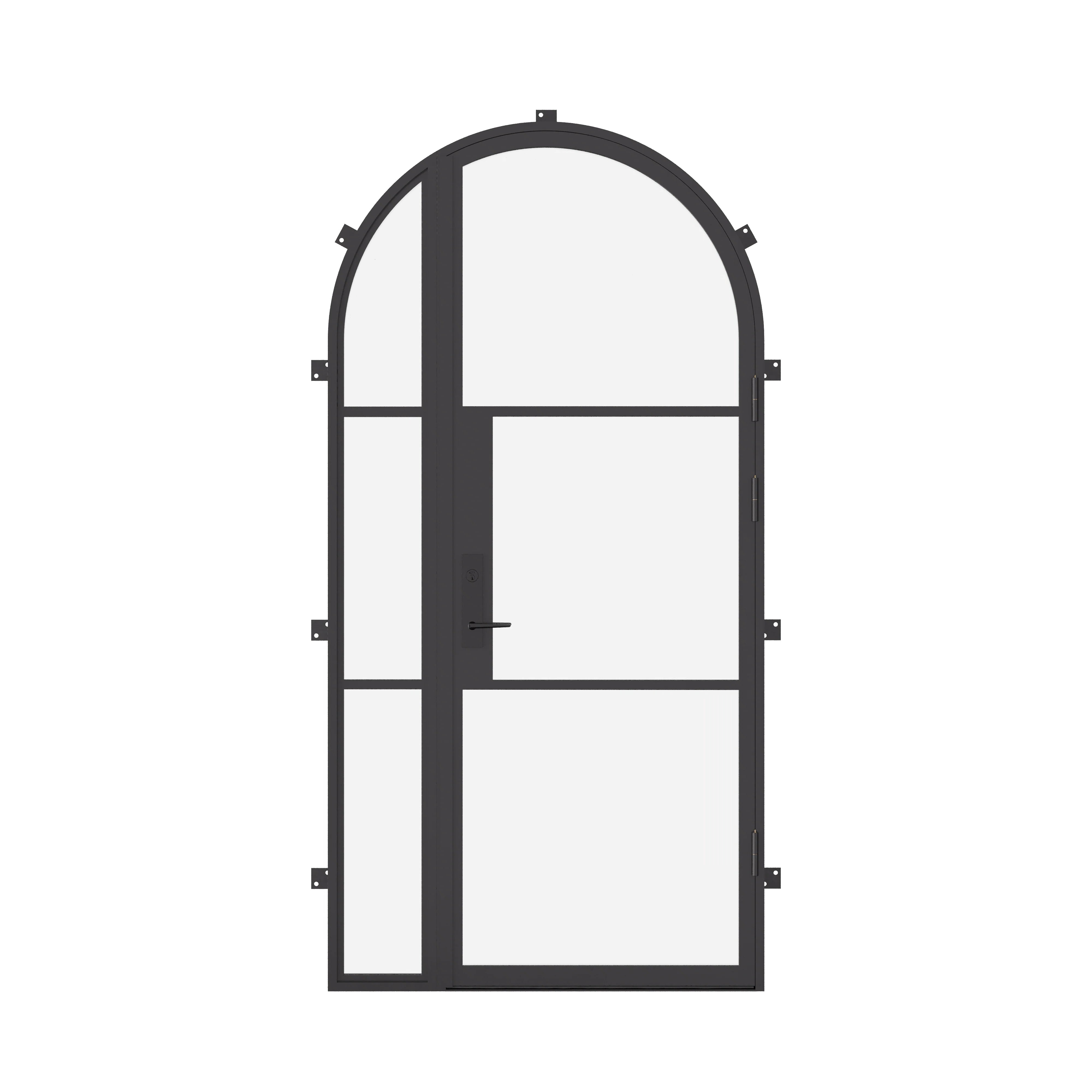 Air 4 architectural steel single full arch door with left sidelight and thermal break