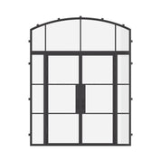 Air 4 architectural steel double flat door with sidelights and arch top window