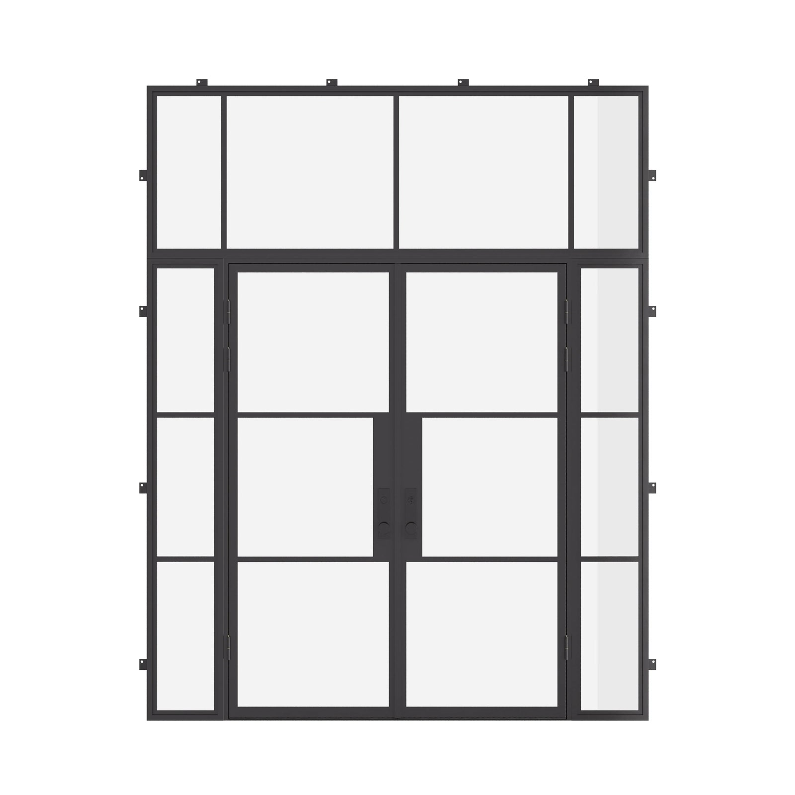 Air 4 double flat door with sidelights and flat transom, galvanized mixed steel construction