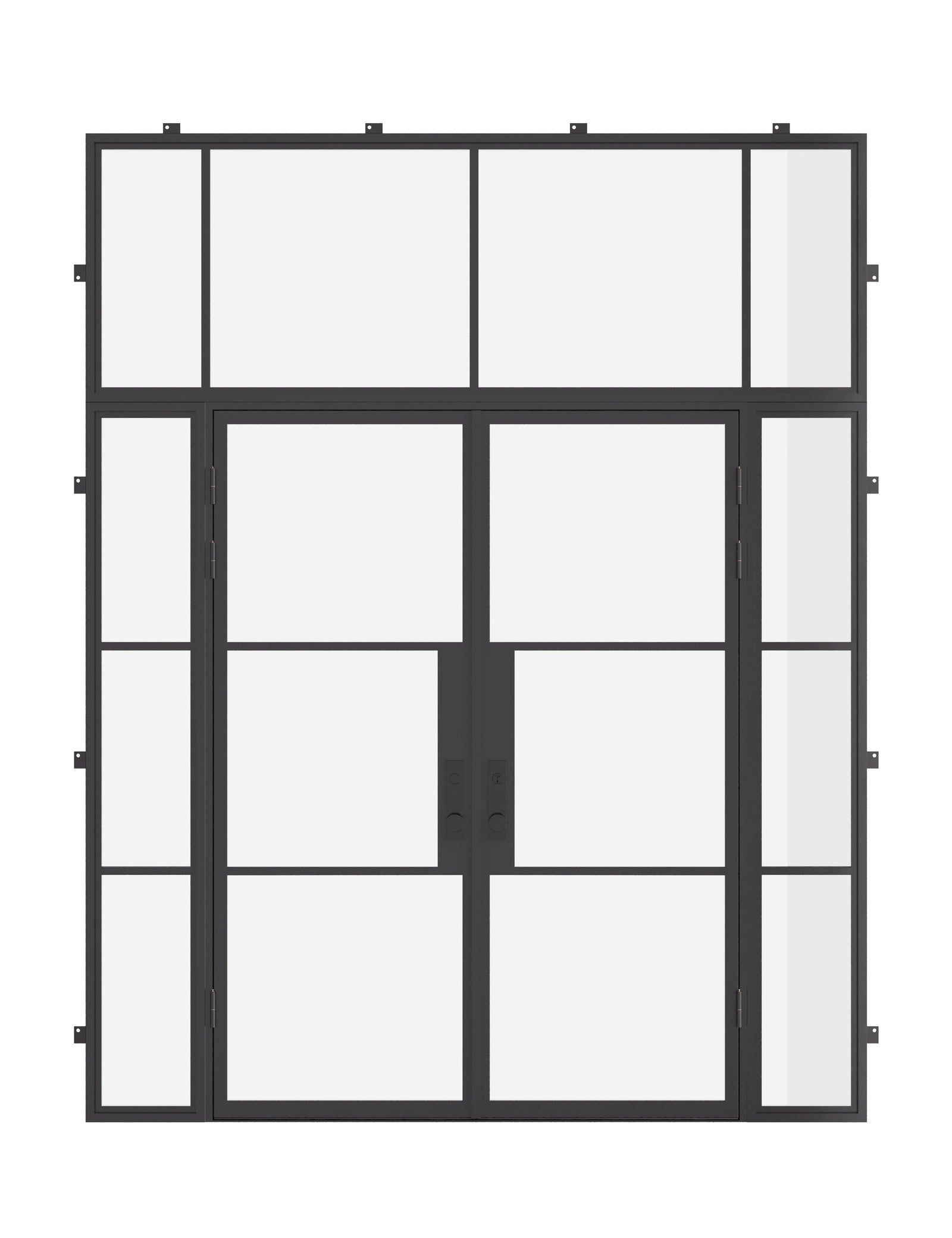 Air 4 double flat door with sidelights and flat transom, galvanized mixed steel construction