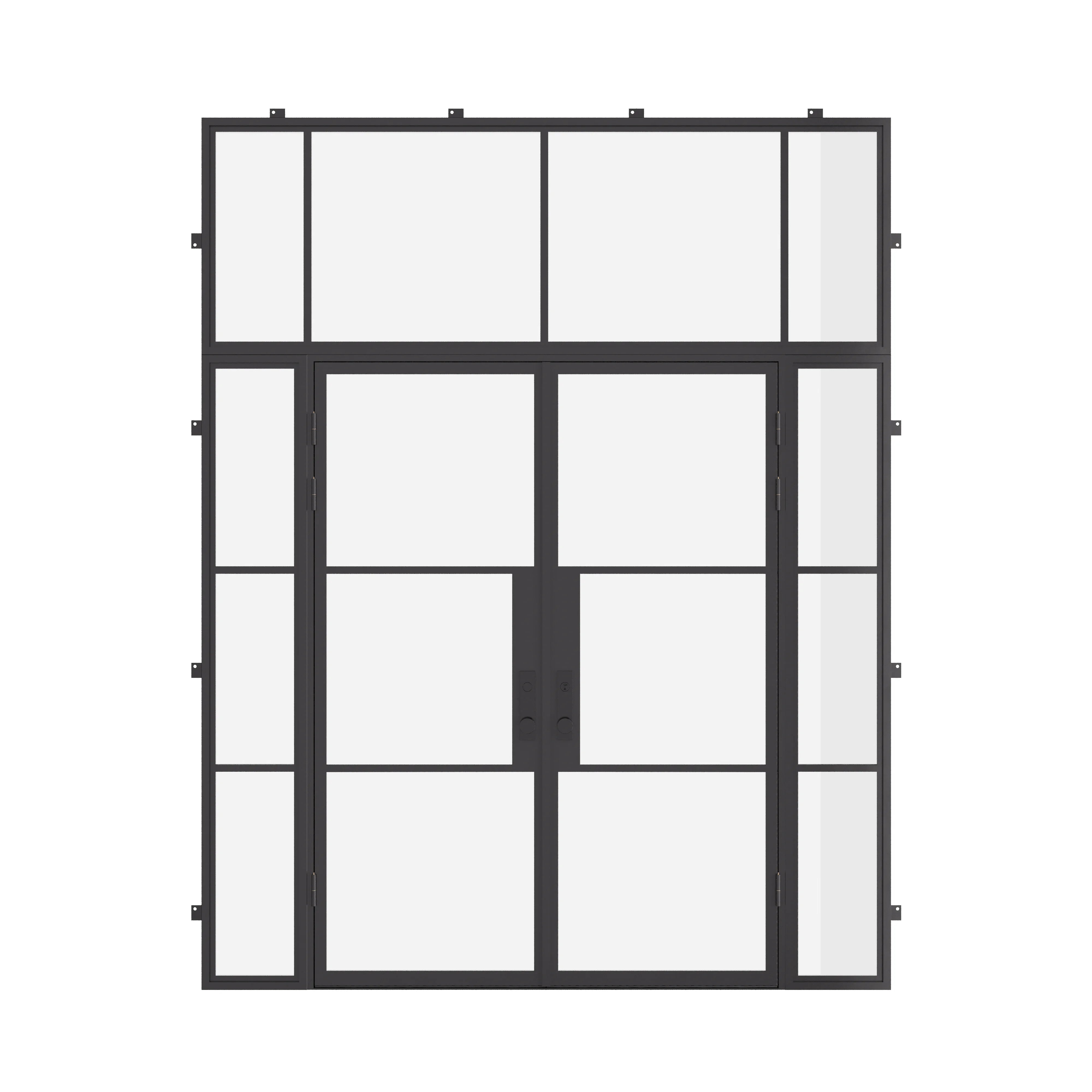 Air 4 double flat door with sidelights and flat transom, galvanized mixed steel construction