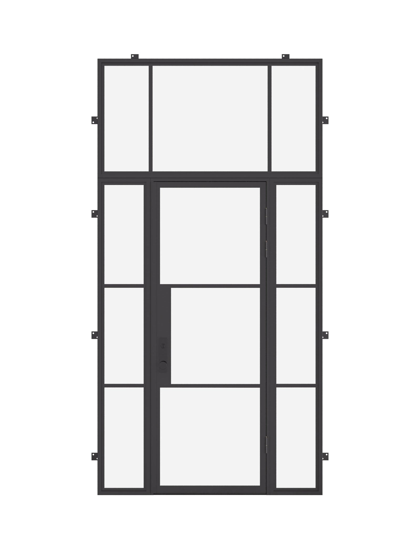Air 4 single flat door with side windows and flat top window, NFRC-Rated steel