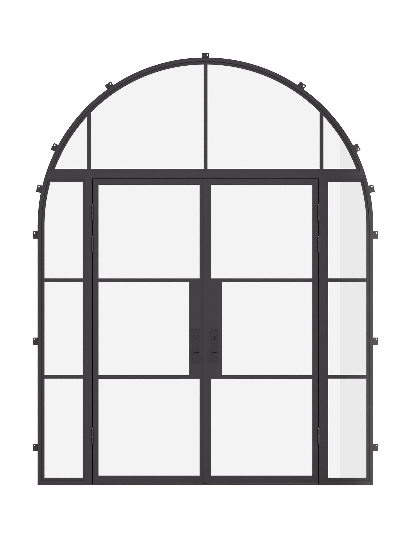 Air 4 double flat doors with side windows and full arch transom, custom