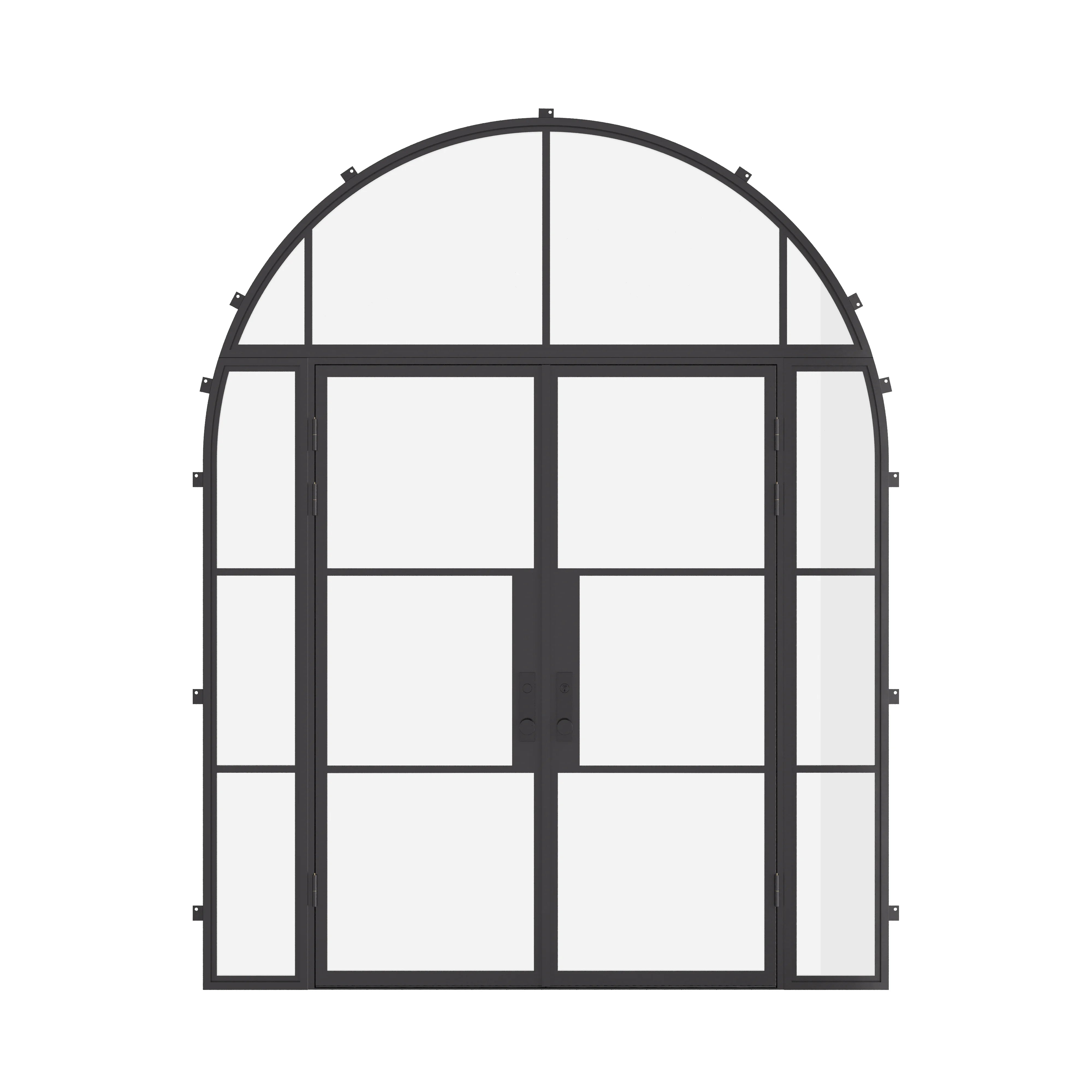 Air 4 double flat doors with side windows and full arch transom, custom