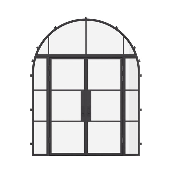 Air 4 double flat doors with side windows and full arch transom, custom