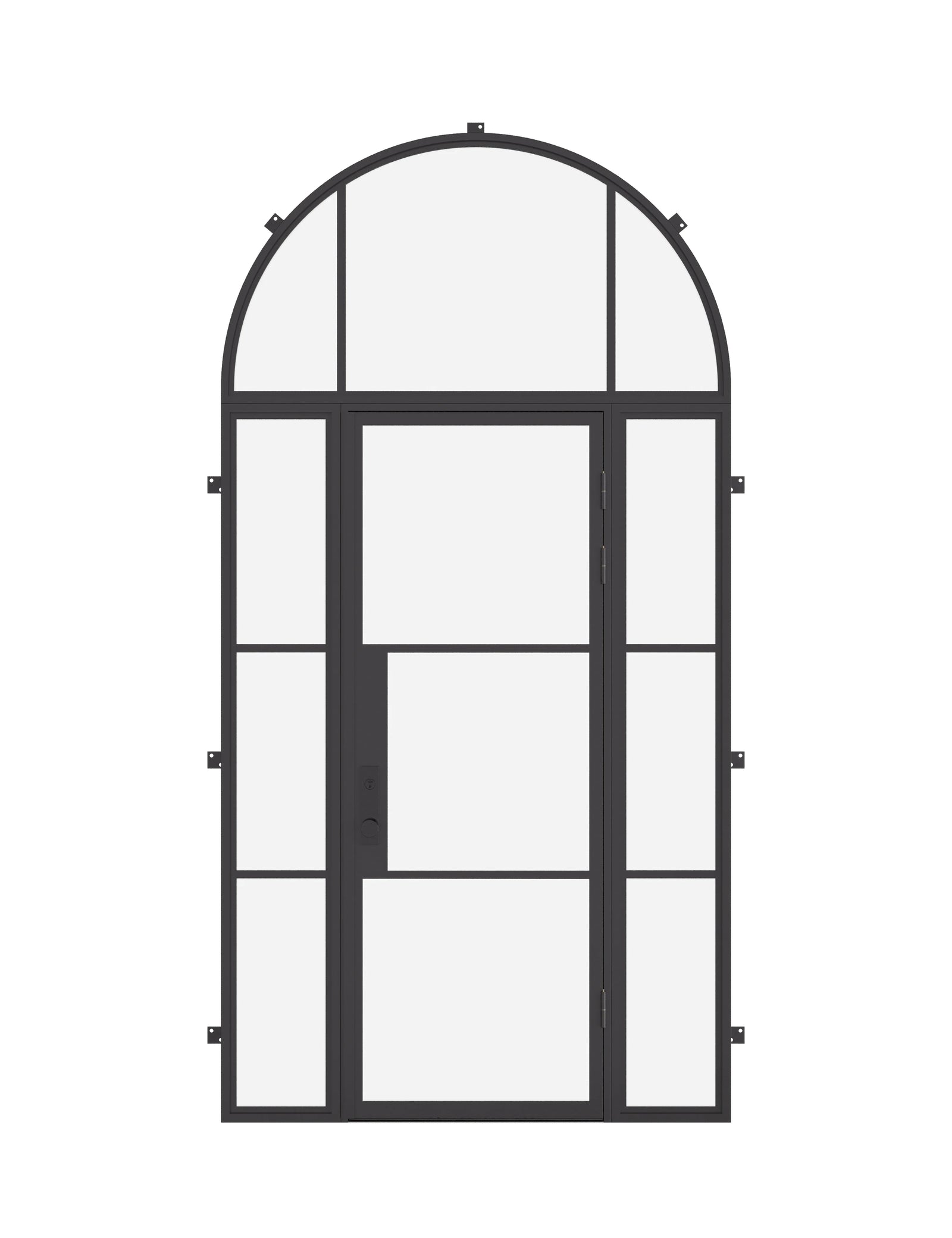 Air 4 single flat door with side windows and full arch top window, galvanized steel