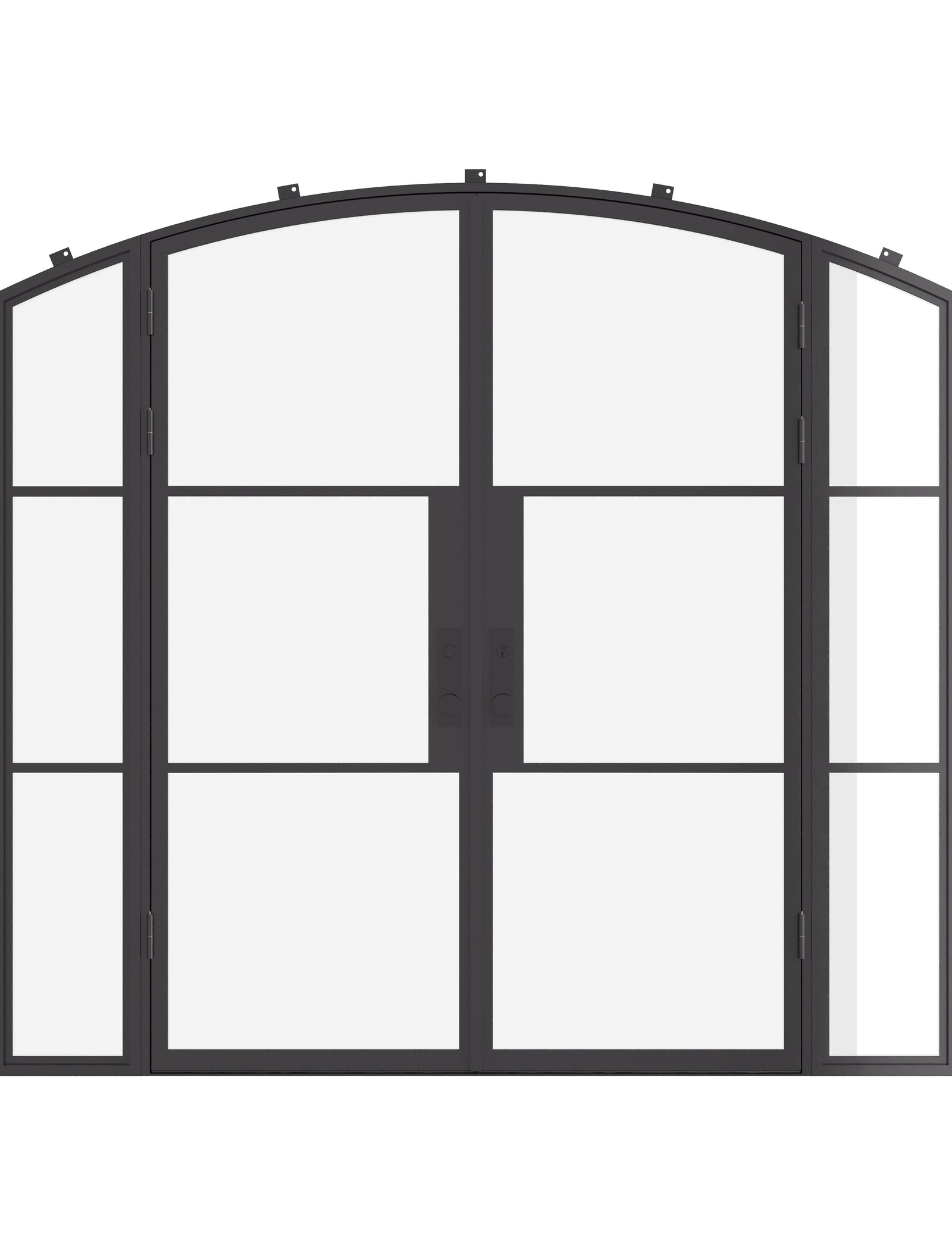 Air 4 double arch exterior steel doors with side windows and slim frame