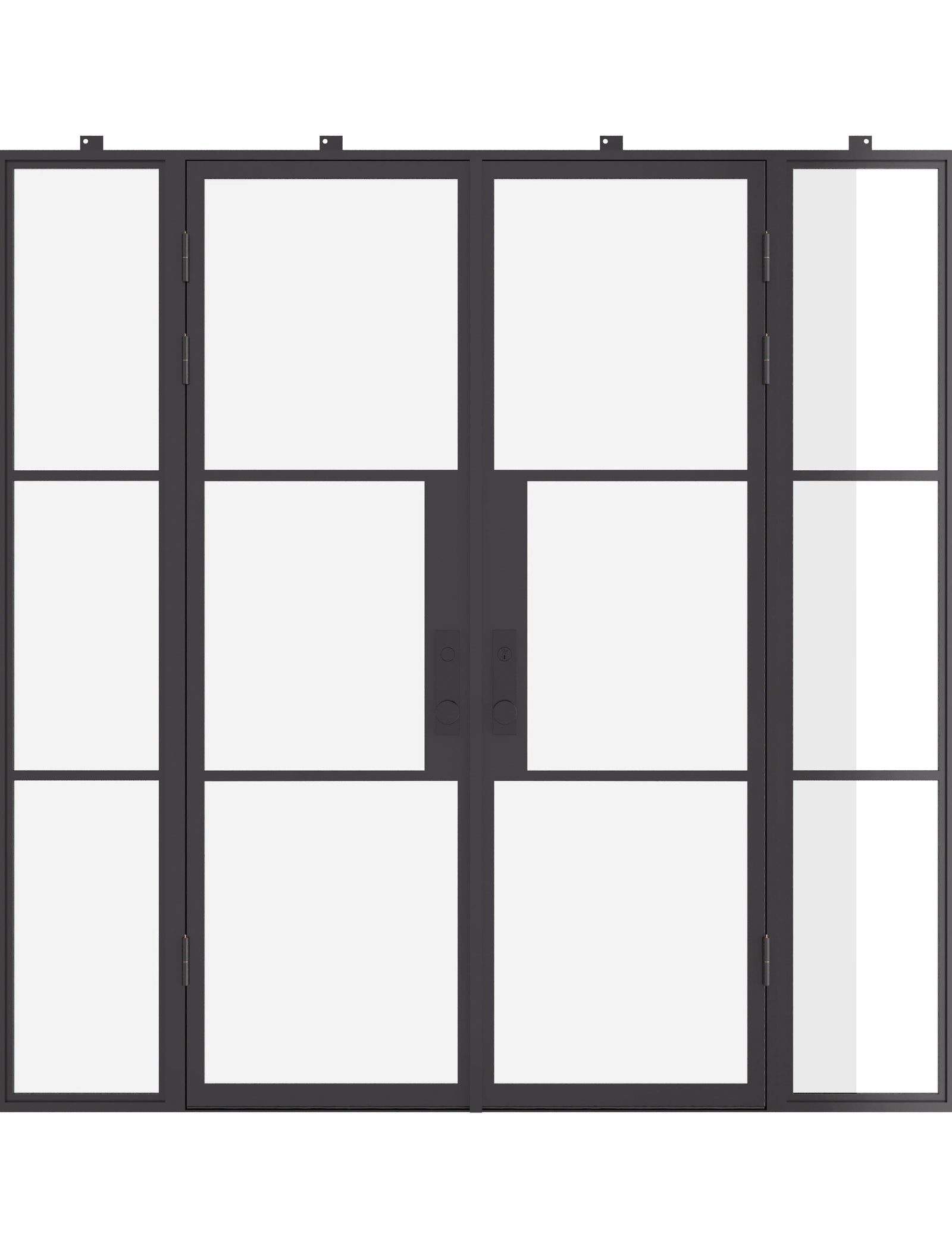 Air 4 double flat exterior doors with sidelights in galvanized steel and dual pane glass